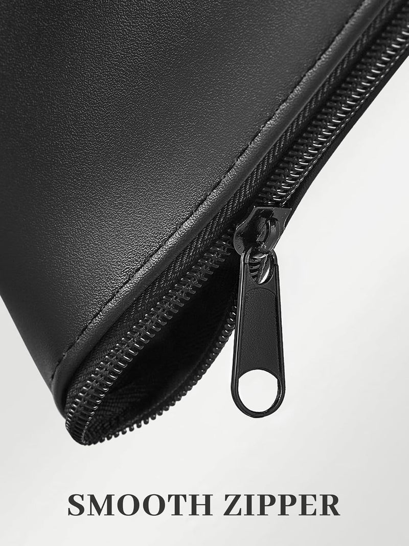 SMARTAKE Money Bags with Zipper, 4-Pack Bank Bags with Label, Waterproof Leather Money Pouches, for Cash Coin Bill Invoice Deposit Receipt Storage and Organize, 11.5 x 6.2 Inches (Black) - Image 5